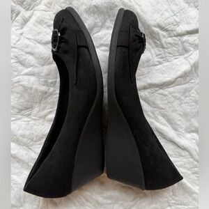 Dexflex Comfort Bristol Black Suede Wedge Slip On Sz 12